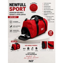 Newfull Sport Ayakkabı Bölmeli Astarlı Su Geçirmez Seyahat ve Spor Çantası-Orta Boy