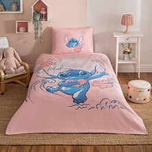 Özdilek Tek Kişilik Stitch Aloha Lisanslı Lastikli Çarşaf Pike Takımı Pembe