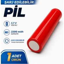 Badem10 Şarj Edilebilir Li-Ion Pil 3,7V 2200 Mah Kırmızı Yüksek Kapasiteli Uzun Ömürlü Pil