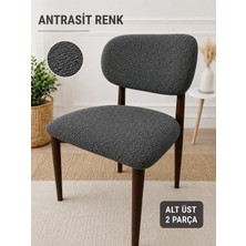 Arife Home Elma Sandalye Kılıfı Yıkanabilir Esnek Lastikli Mutfak Salon Restoran Lokanta Sandalye Örtüsü Alt Üst 2parça Takım
