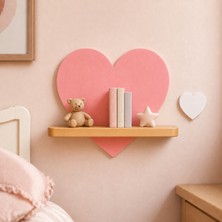 Maks Home Ahşap Çocuk Odası Duvar Rafı ❤️ Kalp | Doğal Ahşap & Mdf | Dekoratif Oyuncak & Aksesuar Rafı