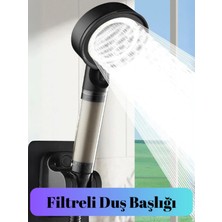 Ellante Siyah Krom Detaylı Filtreli Su Tasarruflu 5 Fonksiyonlu Duş Başlığı