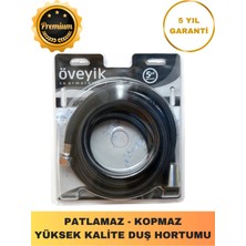 Ellante Siyah Örgülü Malzeme Ultra Dayanıklı Kırılmaz Patlamaz Kaliteli Banyo Duş Hortumu 150 cm Öveyik