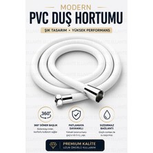 Ellante 150CM Modern Beyaz Pvc Duş Hortumu, Esnek ve Patlamaya Dayanıklı - Paslanmaz Banyo Hortumu