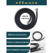 Ellante Yüksek Kalite Siyah Pvc Duş Hortumu 150 cm Esnek ve Patlamaya Dayanıklı - Paslanmaz Banyo Hortumu