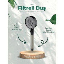 Ellante Siyah Filtreli Su Tasarruflu 5 Fonksiyonlu Duş Başlığı Yüksek Kalite Değiştirilebilir Filtreli