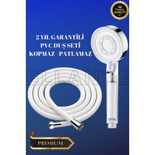 Ellante 5 Fonksiyonlu Su Tasarruflu Çelik Paslanmaz Su Çıkışlı Filtreli Turbo Duş Başlığı Beyaz Pvc Hortum