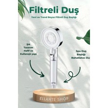 Ellante 5 Fonksiyonlu Krom Beyaz Çelik Filtreli Kireç Önleyici Yüksek Basınçlı Duş Başlığı Tasarruflu ve Şık