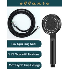 Ellante 5 Fonksiyonlu Mafsallı Mat Siyah Duş Başlığı Seti, Mat Siyah Duş Başlığı + Duş Hotrumu Duş Seti