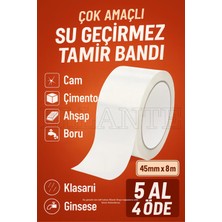 Ellante Çok Amaçlı Su Geçirmez Sızdırmaz Dayanıklı Izolasyon Beyaz Tamir Bandı 45 mm 8 mt 1 Adet Güçlü