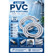Ellante Gri Paslanmaz Kopmaz Patlamaz Kaliteli Pvc Duş Hortumu Tüm Duş Setleri Ileuyumlu - 150CM 2 Adet