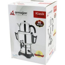 Hace Bazaar Klasik Çay Seti=demlik - Su Kazanı Elektrikli Semaver 60 Bardak 6lt - Tek Musluk 1500W Gizli Rezistans (4887)