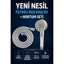 Ellante 5 Fonksiyonlu Su Tasarruflu Çelik Paslanmaz Su Çıkışlı Filtreli Turbo Duş Başlığı Pvc Hortum Set