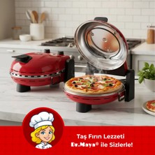 Dr.Maya® | Pro Plus Taş Fırın Pizza Makinesi - Kırmızı