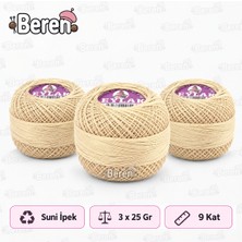 Leylak Suni Ipek Etamin ve Kaneviçe Ipliği - 2812 Bej - 9 KAT/25GR - 3 Adet -Seccade Yastık Nevresim Havlu Işleme