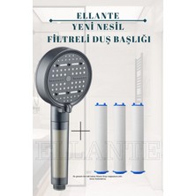 Ellante Su Tasarruflu ve Filtreli Çok Fonksiyonlu Siyah Duş Başlığı + 3 Adet Filtre Yüksek Kalite