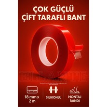 Ellante Ekstra Güçlü Çift Taraflı Iz Bırakmaz Şeffaf Çok Amaçlı Tamir Silikon Bant Montaj Bandı 18MM x 2mt