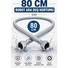 Ellante 80 cm Robot Ara Duş Hortumu Örgülü Fleksi Hortum 1/2'' Su Bağlantı Hortumu Paslanmaz Uçlu Sızdırmaz Conta