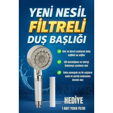 Ellante Yeni Nesil Filtreli Duş Başlığı + 1 Yedek Filtre | Yüksek Basınçlı & Su Tasarruflu