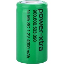 Power-Xtra 1.2V 4000 Mah- Sc -Ni-Mh Şarjlı Pil -Flat-Başsız