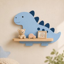 Maks Home Ahşap Çocuk Odası Duvar Rafı 🦕 Dinozor | Doğal Ahşap & Mdf | Dekoratif Oyuncak & Aksesuar Rafı