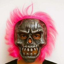 Hace Bazaar Wild Skull - Gümüş Kafatası Pembe Saçlı Iskelet Maske