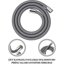 Ellante Çift Örgülü Ultra Dayanıklı Kırılmaz Kopmaz Patlamaz Kaliteli Banyo Duş Hortumu 150 cm  Yerli Üretim