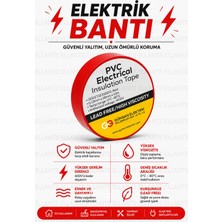 Ellante Kırmızı Profesyonel Pvc Elektrik Bandı 18MM x 10M | Güçlü Yapışkanlı, 600V Dayanımlı, Esnek Izolasyon Bandı
