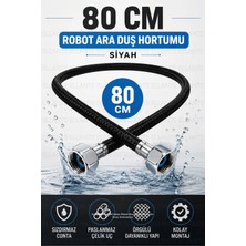 Ellante 80 cm Robot Ara Duş Hortumu Örgülü Fleksi Hortum 1/2'' Su Bağlantı Hortumu Paslanmaz Uçlu Sızdırmaz Conta