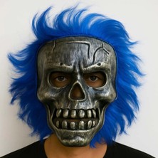 Hace Bazaar Wild Skull - Gümüş Kafatası Mavi Saçlı Iskelet Maske