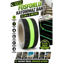 Ellante Fosforlu Kaydırmaz Bant 5 cm x 3 Metre Gece Parlayan Güçlü Yapışkanlı Merdiven Güvenlik Bandı Iç Dış Mekan