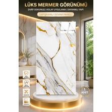 Ukab Dekor (30X60 cm 0,18 M ) Kendinden Yapışkanlı Gold Mermer Desenli Köpük Pvc Duvar Paneli Banyo