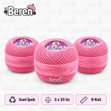 Leylak Suni Ipek Etamin ve Kaneviçe Ipliği - 8024 Pembe - 9 KAT/25GR - 3 Adet -Seccade Yastık Nevresim Havlu Işleme