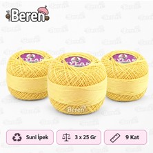 Leylak Suni Ipek Etamin ve Kaneviçe Ipliği - 1806 Sarı - 9 KAT/25GR - 3 Adet -Seccade Yastık Nevresim Havlu Işleme