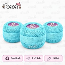 Leylak Suni Ipek Etamin ve Kaneviçe Ipliği - 1831 Turkuaz - 9 KAT/25GR - 3 Adet -Seccade Yastık Nevresim Havlu Işleme