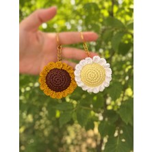Sevimli İlmekler Ayçiçeği & Papatya Amigurumi Anahtarlık Hediyelik Çanta Aksesuarı