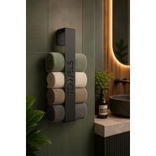 YDGR Siyah Metal Havlu Askısı Yapışkanlı – Banyo Mutfak Duvar Tipi Havluluk 40X7 cm