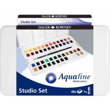 Daler Rowney Aquafine Studio Plastik Kutu Set 48'li Yarım Boy Sul