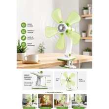 Waldern Taşınabilir, Sessiz Akrobat - Klipsli Fan - Masa Üstü Yeşil Vantilatör - 32 cm & 180 Eğim