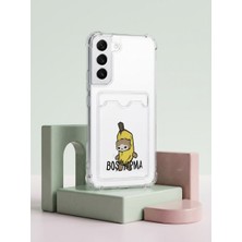 Cm Store Samsung Galaxy S22 Boş Yapma Muz Detaylı Kart Bölmeli Şeffaf Telefon Kılıfı