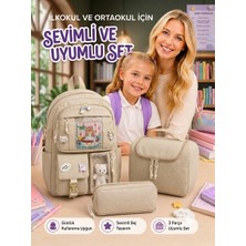 Pairla Okul Çantası Seti Kız Çocuk 3'lü Ilkokul Ortaokul Okul Çantası Su Geçirmez Sırt Çantası Beslenme Çantası Kalemlik Ortopedik Ergonomik Hafif Dayanıklı Geniş Hacimli Okul Seti