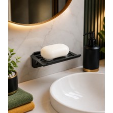 YDGR Yapışkanlı Siyah Metal Katı Sabunluk Suya Dayanıklı Banyo Sabun Rafı
