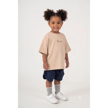 Kiddy Boo Kahve Köpüğü Bisiklet Yaka Oversize Unisex T-Shirt Bebek ve Çocuk