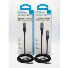 Acl Aura Akse 2'li Set Led'li 27W Type-C - Lightning Şarj Kablosu (2 Metre)