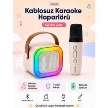 Mikado MD-27BT Naos Krem Usb+Tf+Bluetooth Wireless Karaoke Mikrofonlu 5W 800MAH Taşınabilir Speaker