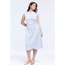 Love My Body Anvelop Bağlamalı Midi Saten Elbise A.mavi 124L9890000