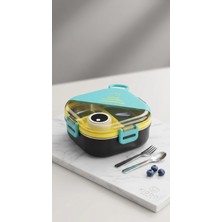 Alpa Store Fixpoint 650 ml Lunch Box Paslanmaz Çelik Beslenme Yemek Kabı Çatal Kaşık Yemek Kutusu Sefer Tası Beslenme Örtüsü Hediyeli