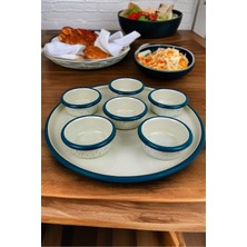 İnci Emaye 7 Parça Orta Boy Emaye Kahvaltı Seti, Sunum, Kahvaltı Tabağı, Reçellik, Zeytin, Peynir Tabağı,