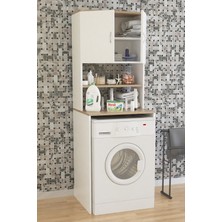 Aeka AE-2042 Solo Çamaşır Makinesi Dolabı, Banyo Dolabı, 4 Raflı, Kapaklı, Beyaz Dolap