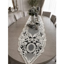 Lena Maison Saray Siyah Tül Üzerine Nakış Işlemeli Battal Boy Runner 135 CMX45 cm